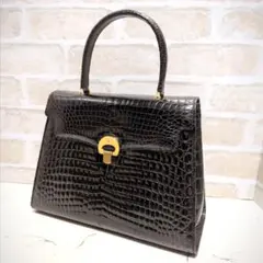 Lederer クロコダイル型押し ハンドバッグ ブラック フランス製 | Mercari