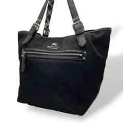 バーバリーブルーレーベル トートバッグ 肩掛け ナイロン ブラック 金具ロゴ