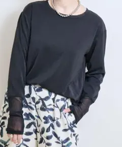 【'25/¥7480】LHELBIE ロンTブラウス 黒 Mのサムネイル