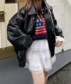 ネンネストア フェイクレザースタンドブルゾン