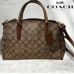 美品COACH コーチ　シグネチャー 2WAY ショルダーバッグ　ブラウン茶色