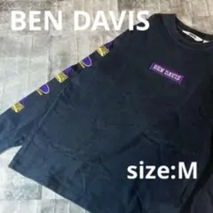 USED》》 BEN DAVIS ベンデイビス 袖プリント バナーロゴ 長袖T