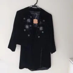 【古着】昭和レトロ　ノーカラーセットアップ