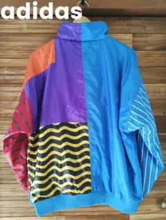 【激レア】80s〜90s adidas ハーフジップナイロン クレージーパターン
