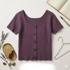 GRL 前後2Wayスクエアネックリブニットトップス