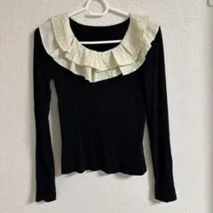 シーイン Dazy フリル 長袖トップス Sフリル襟 韓国風 黒