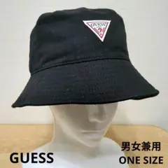 未使用　GUESS　バケットハット　バケハ　男女兼用　黒　綿100%　頭囲58㌢