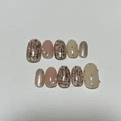 ㊷【サイズ変更¥0】ツイードネイル 大人ネイル 上品ネイル