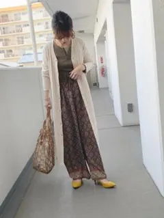 ★ミラオーウェン★ワイドリブニットロングカーディガン