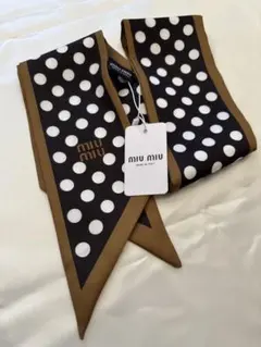 【新品】miu miu ドット スキニー スカーフ ブラウン×ブラック タグ付き 2026年最新】MIU MIU 柄・デザイン：ドット レディース バンダナ