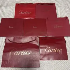 Cartier ショップ袋 7枚（内2枚新品）、ギフトボックス、時計説明書セット