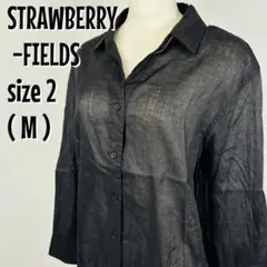 【0327】STRAWBERRY-FIELDS シアーシャツ 長袖 黒 麻混 透
