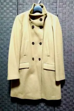 ユニクロ スタンドカラーウールコート XL キャメル