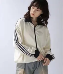 JEANASIS アイボリー ストライプ ジャージ