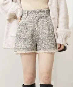 Chico ツイードフリンジショートパンツ