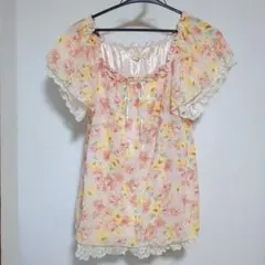 PRIME PATTERN 　ブラウス　半袖　花柄　レース　シフォンのサムネイル