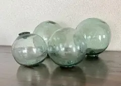 ガラス浮き玉 ヴィンテージ 中小4個 漁師具