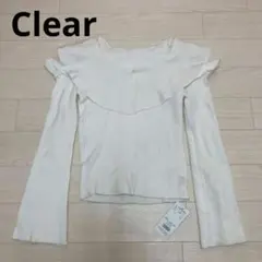 Clear クリア 肩開きビッグカラー 長袖ニットトップス