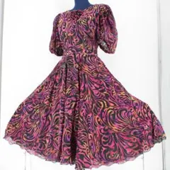 【美品日本製社交ダンス衣装】上下セット トップス スカート SEKINE 黒 紫