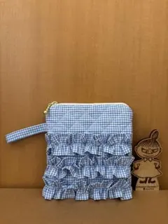 ハンドメイド　フリル付きファスナーポーチ