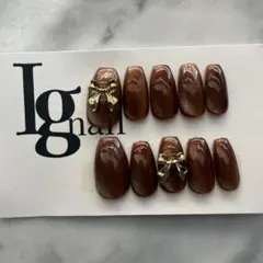 現品限り　リボンネイルチップ　推しネイル　ガーリーネイル　卒業式ネイル　現品