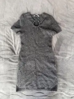 ZARA グレー 半袖ニットワンピース