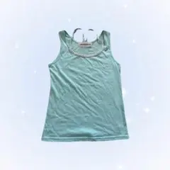 ミントグリーン ビーズ付きタンクトップ