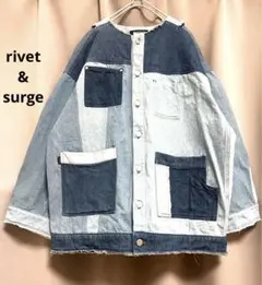 rivet&surge つぎはぎリメイクデニムジャケット 個性的 大きいサイズ