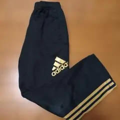 adidas ジャージパンツ 黒 ゴールド 140