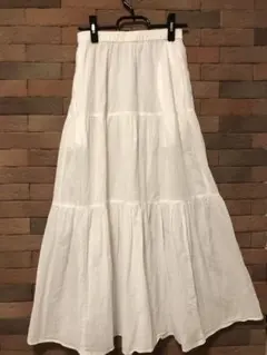 UNIQLO ホワイト フレアスカート S ティアードスカート　コットン