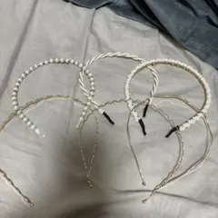 6個セット カチューシャ　パール風デザイン