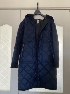 MICHEL KLEIN ネイビーキルティングロングコート　38