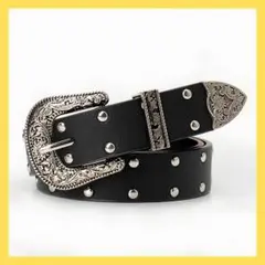 ウエスタンベルト 黒 Y2K 古着 ヴィンテージ風 バックル 古着 アメカジ 鋲