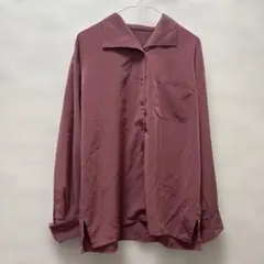 長袖シャツ ブラウス くすみピンク　とろみ