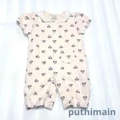 50-70 プティマイン ディズニー ミニーちゃん ロンパース 前開き 半袖