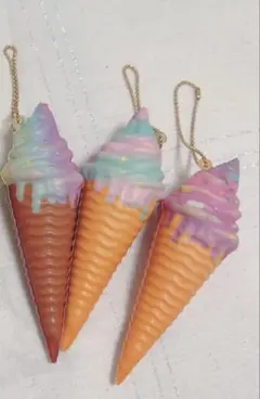 ソフトソフトクリーム スクイーズ チャーム キーホルダー 3個セット ガチャ