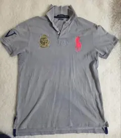ラルフローレン POLO グレー ポロシャツ IV 刺繍 M ビックポニー