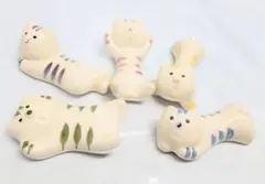 箸置き 猫 陶器製 ５個 セット ねこ ネコK-31