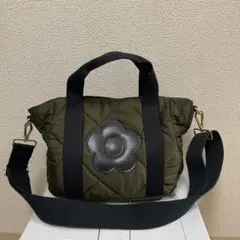 マリークワント 2WAY バッグ デイジー ナイロン カーキ