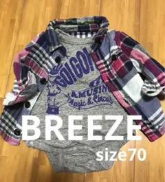 BREEZE ロンパース一体型チェックシャツ　size70