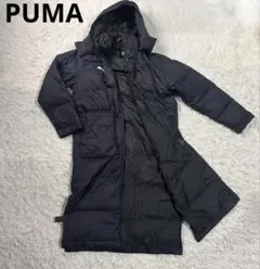 PUMA プーマ ベンチコート ロング丈 ネイビー Mサイズ フード付 刺繍ロゴのサムネイル