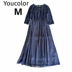 You Color ユーカラー レース フォーマルドレス ネイビー M