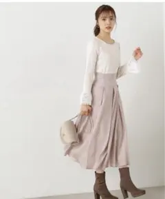 EDIT COLOGNE ロングスカート　フレアスカート　ピンクベージュ