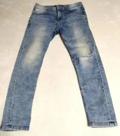 【美品】ZARA MAN　デニムジーンズ　ブルー　ダメージ加工　M