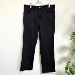 【hushush】ブラックデニム　ストレートパンツ　カジュアル　ストレッチ　Lのサムネイル