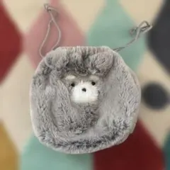 クマ顔ファー巾着ポーチ