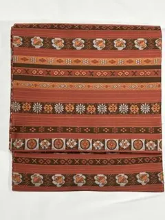 【美品】正絹 袋帯 リバーシブル 434cm×30cm 名物裂文様 × 粋な縞
