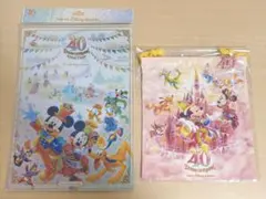 東京ディズニーランド 40周年 クリアファイル 巾着 ミッキー ミニー TDL