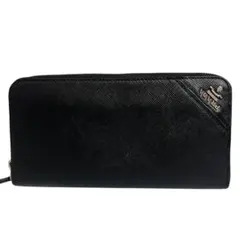 希少✨プラダ 長財布 ラウンドファスナー ロゴ金具 サフィアーノ ブラック 黒