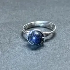 WR557S 天然石パワーストーン ワイヤーリング ブラックマトリックスオパール